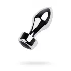 TOYFA metāla anālais spraudnis ar melnu dārgakmeni – 8.2 cm (3.2″) – Sudrabs Foto 1