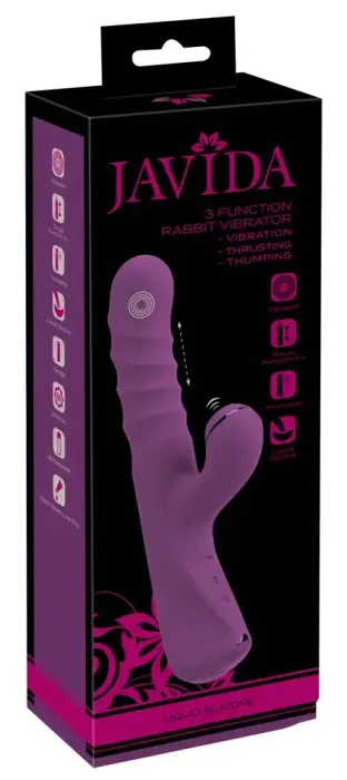 Javida 3 funkciju truša vibrators ar kustības un klauvēšanas funkciju – 24 cm (9.3″) – rozā