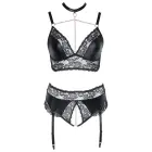 Cottelli CURVES Bra & Suspender Briefs 4XL with Removable Chains, Matte & Lace – Black – 4 XL — Photo 7