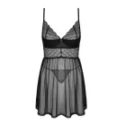 Obsessive Chemeris Babydoll Set with Thong – Black – XS/S — Photo 4