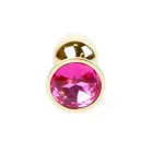 Plug-Jewellery Gold анальная пробка с розовым камнем – 7 cm (2.8″) — Фото 1