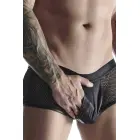 Men's Wetlook and Mesh Open Back Shorts – Black – S — Photo 3
