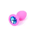 Plug-Jewellery розовая анальная пробка со светло-голубым бриллиантом – 7 cm (2.8″) — Фото 1