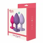 Dreamtoys Love Signal Triple Heart Set – 3 silikoninių analinių kamščių trio su širdies pagrindais – S/M/L — Nuotrauka 1