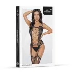 Mesh Bodystocking with Lace-up and Open Back – Black – One size — Photo 3