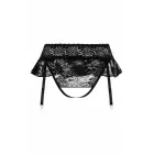 Christine – kõrge vöökohaga pitsilised stringid volangid ja sukahoidjarihmu – must – L/XL — Foto 5