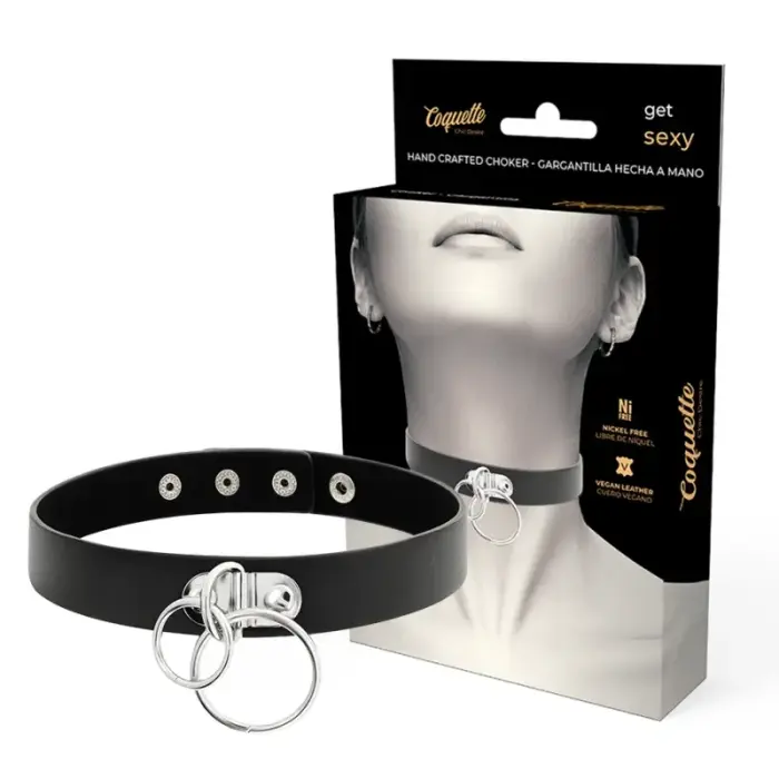 Coquette Chic Desire ошейник из искусственной кожи с двойным кольцом – чёрный – 400мм