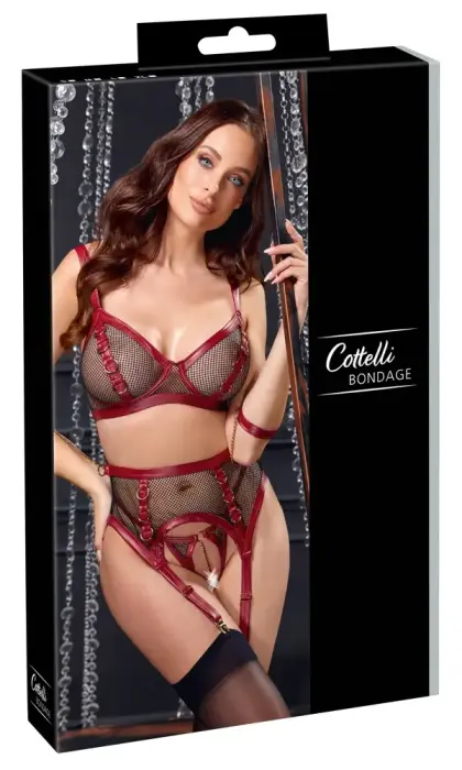 Cottelli Bondage комплект белья – чёрный/красный – L