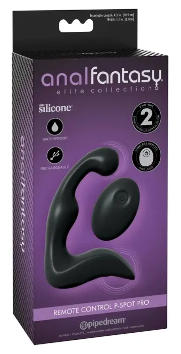 AFE RC P-Spot Pro гибкий силиконовый стимулятор простаты с двумя моторами – 14.2 cm – черный
