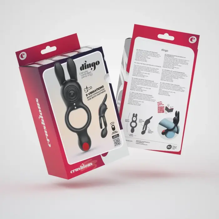 Dingo Double Vibrating Cockring with Remote Control – Black
