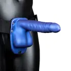 Страпон рельефный дилдо с яичками – 21 cm (8″) – Синий — Фото 10