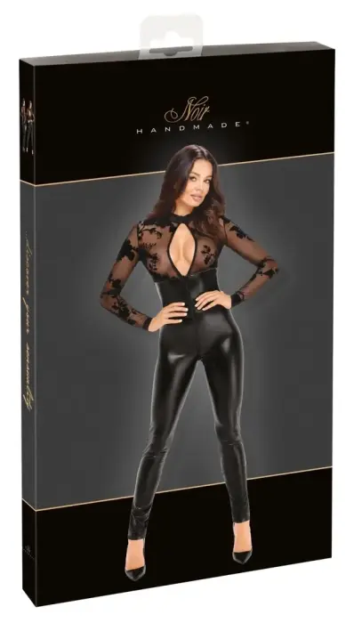 Noir Handmade Powerwetlook Jumpsuit – Black – S