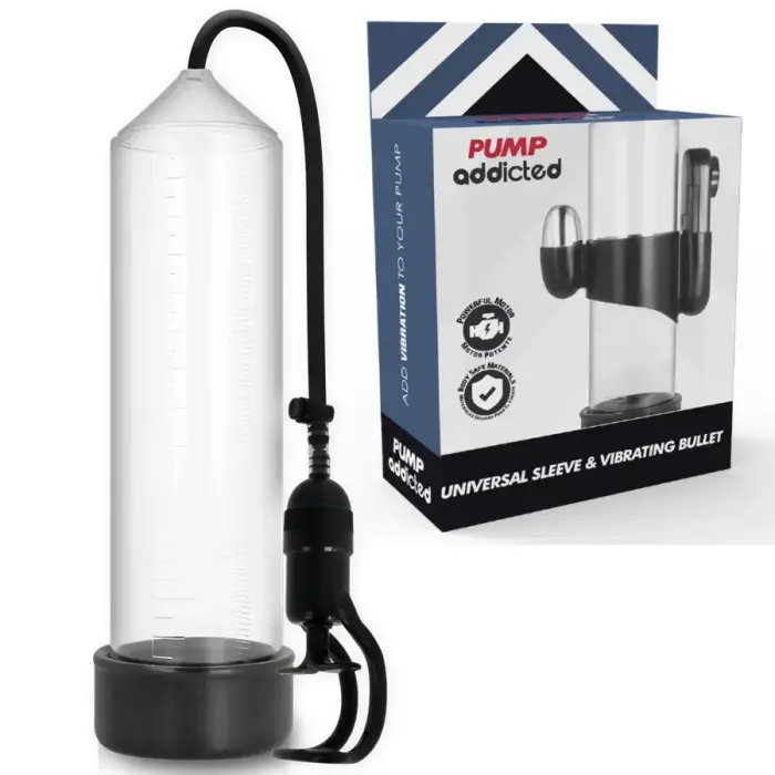 Pump Addicted RX5 caurspīdīga vakuumpartneru sistēma ar vibrācijas funkciju 23 cm
