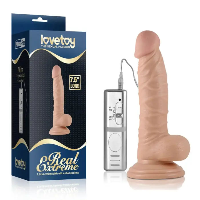 Real Extreme вибрирующий дилдо – 19 см (7.5″) – телесный