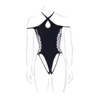 Leda XIII bodijs ar krustotām kakla lencītēm un atsegtiem pleciem – melns – Plus size Foto 8