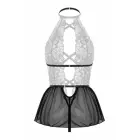 Christine Liza – halterneck floral lace cut-out teddy, open back – black – S/M — Photo 5