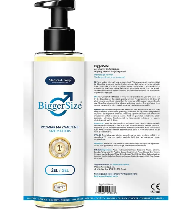 Bigger Size erektsiooni- ja stimuleeriv geel Photo