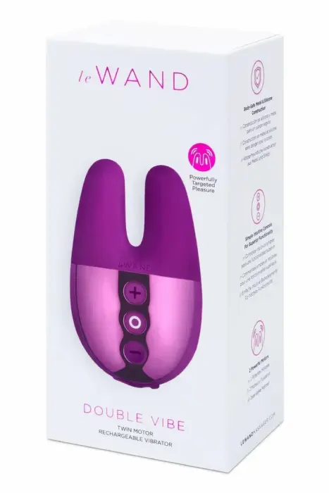 Le Wand Double Vibe – компактный интимный прибор с двойным мотором – вишнёвый