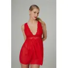 Christine Lieve Babydoll & Thong Set Red - Elegant Lace Design — Photo 1