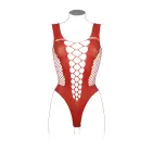 Bodijs ar dziļu V-izgriezumu un necaurspīdīgiem dekoriem – sarkans – One Size Foto 9