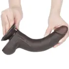 LoveToy Sliding Skin Dual Layer Dong – реалистичный двухслойный фаллоимитатор – TPE – чёрный – 21,6 см — Фото 5
