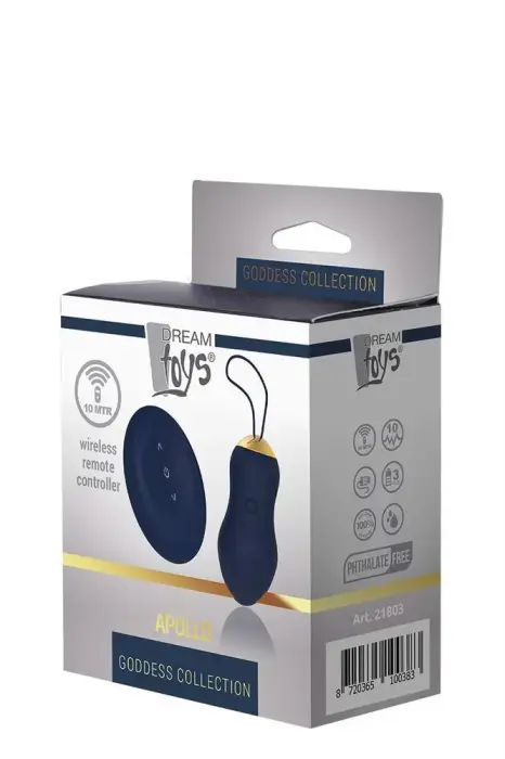 GODDESS COLLECTION Apollo Vibrating Egg with Remote Control – 9 cm (3.5″) – Blue