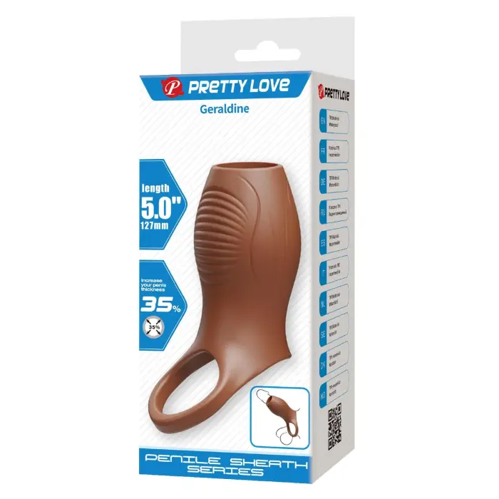 Pretty Love Geraldine – textured TPR penis sleeve with ring – brown