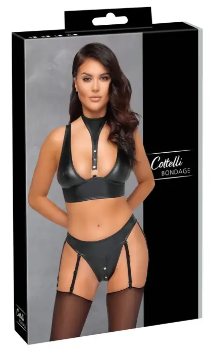 Cottelli Bondage Bra Set – Black – XL