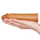 Add 1" Pleasure X Tender Penis Sleeve – TPE penis extender sleeve – Color: Brown — Photo 2