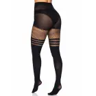Seamless Opaque Pantyhose with Fishnet Stripe – Black – One Size — Photo 2