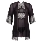 Trīsdaļīgs naktskreklu komplekts ar kimono un stringiem – melns – XL — Foto 5