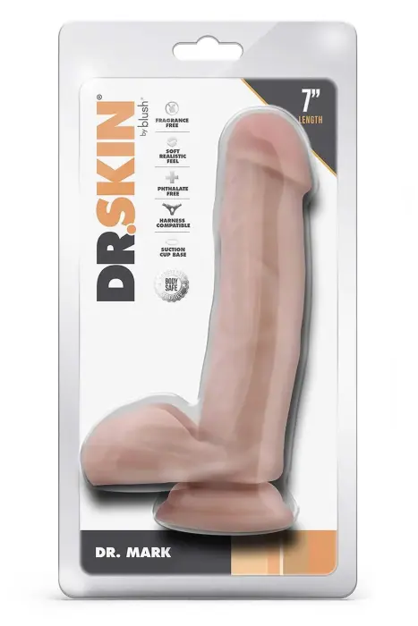 Dr. Mark Realistlik dildo munanditega ja iminapaga – 17,8 cm (7″) – Nahavärv