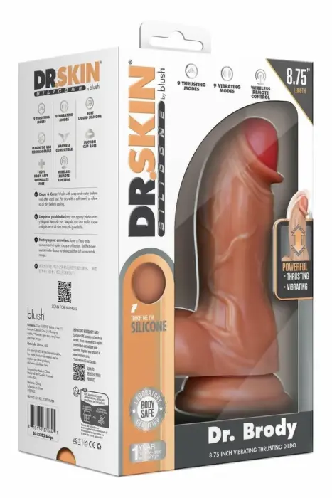 DR. SKIN Silicone Dr. Brody – интим-машина – бежевая – 8,75 дюйма – пульт ДУ