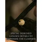 Ella elastsed võrkkangast stringid reguleeritavate rihmade ja kuldsete dekoridega – mustad – Plus size Photo