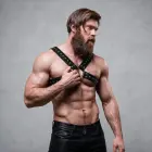 Fetish Submissive Attitude Men's Eco-Leather Chest Harness Studded, Adjustable — Photo 6