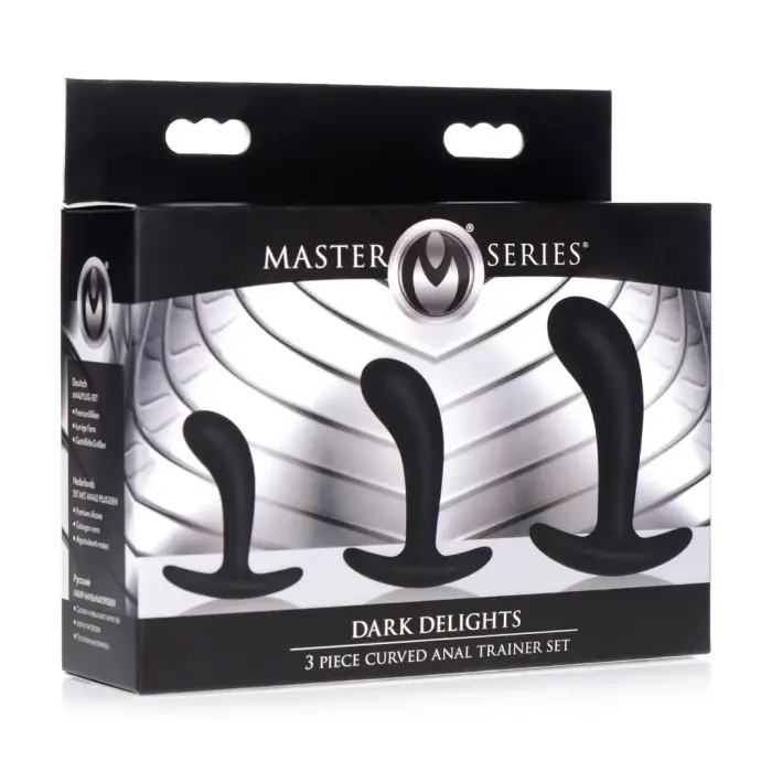 Dark Delights – 3 daļu izliekts anālais trenažieru komplekts – 12.7 cm (5″) – Melns