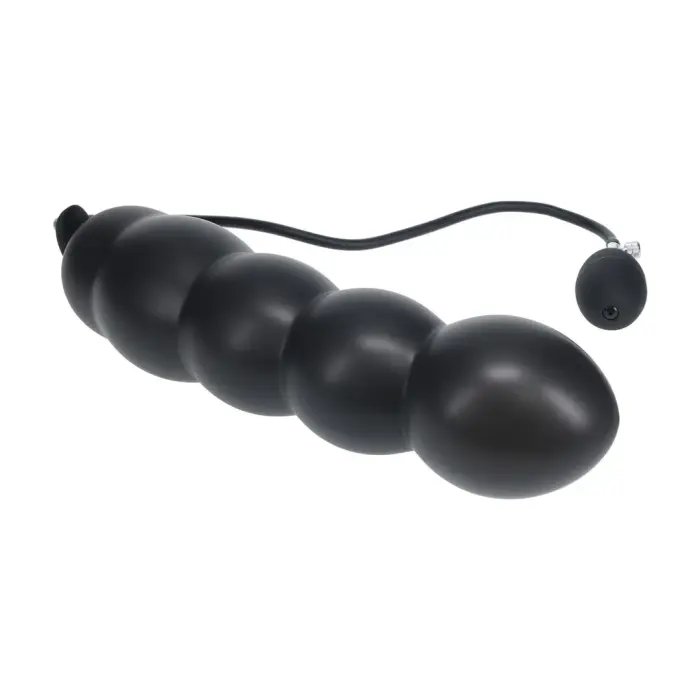 Beaded Inflatable Silicone Anal Plug - Black Photo