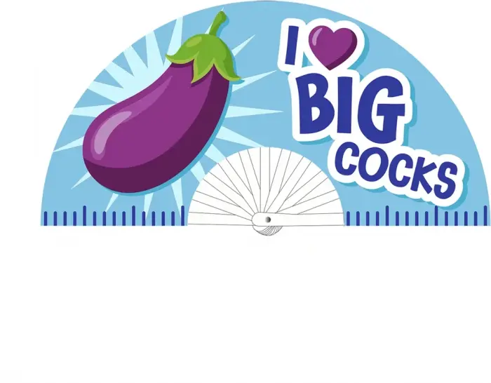 I Love Big Cocks – decorative hand fan – purple/blue – 64 cm