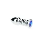 Ribbed Metal Butt Plug – 10.3 cm (4.1″) – Blue — Photo 2
