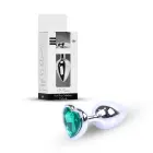 Plug-Jewellery серебряный анальный плаг в форме сердца – 7 cm (2.8″) – зеленый — Фото 11
