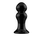 Rimly - Vibrējošs stikla anālais spraudnis ar piesūcekni – 18–20 cm – Melns Foto 4