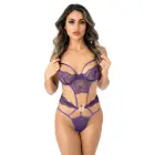 Heart Lace Bodysuit with Jewel – Purple – L/XL — Photo 3