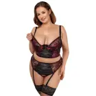 Cottelli CURVES Longline Bra and Suspender Thong Set – Black/Red – 90C/XL — Photo 3