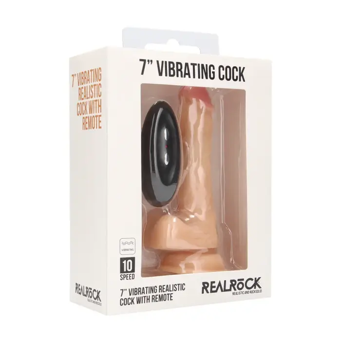 Vibrating Realistic Dildo with Scrotum – 18 cm (7″) – Skin