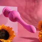 Evolved Gyro Vibe – laetav vibreeriv silikoondildo iminapaga – roosa – 19 cm — Foto 5