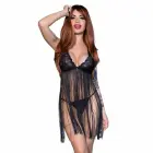 Chilirose CR 4462 melns babydoll naktskrekls un komplekts ar mežģīņu dekoru – L/XL — Foto 1