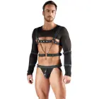 Svenjoyment Bondage vīriešu komplekts – īss tops, iejūgs, džoks, 4 aproces – melns – S — Foto 2
