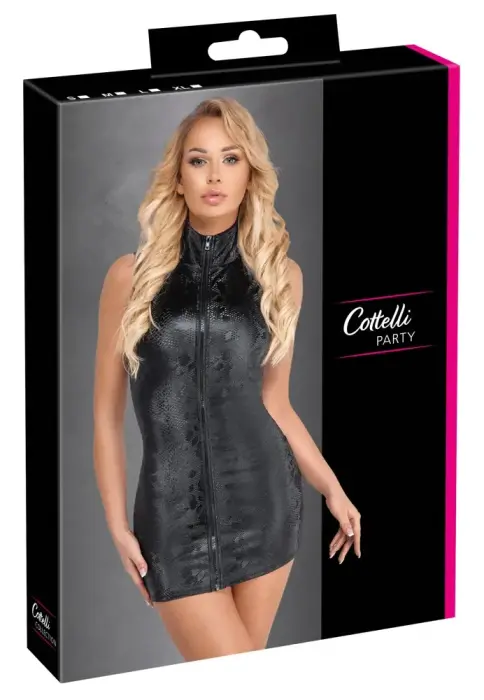 Cottelli PARTY Snake Print Zip Dress – Black – M