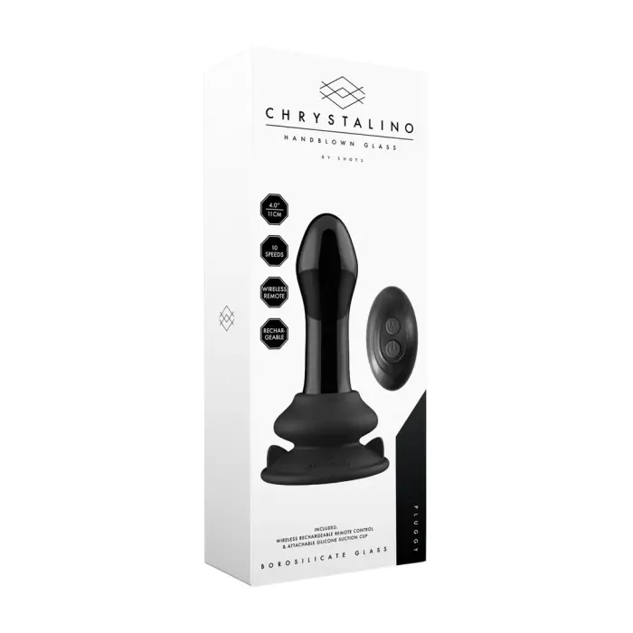 Pluggy - Klaasist vibraator iminapaga – 19 cm (7.5″) – Must