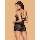 Комплект нижнего белья Contica (бэбидолл и стринги) – чёрный – L/XL Фото num